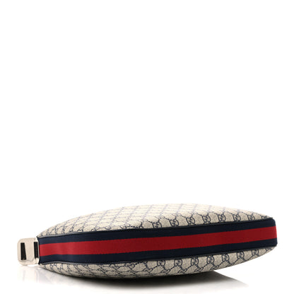 Gucci GG Supreme Monogram Textured Calfskin Web Large Attache Shoulder Bag Beige Blue 4 of 12