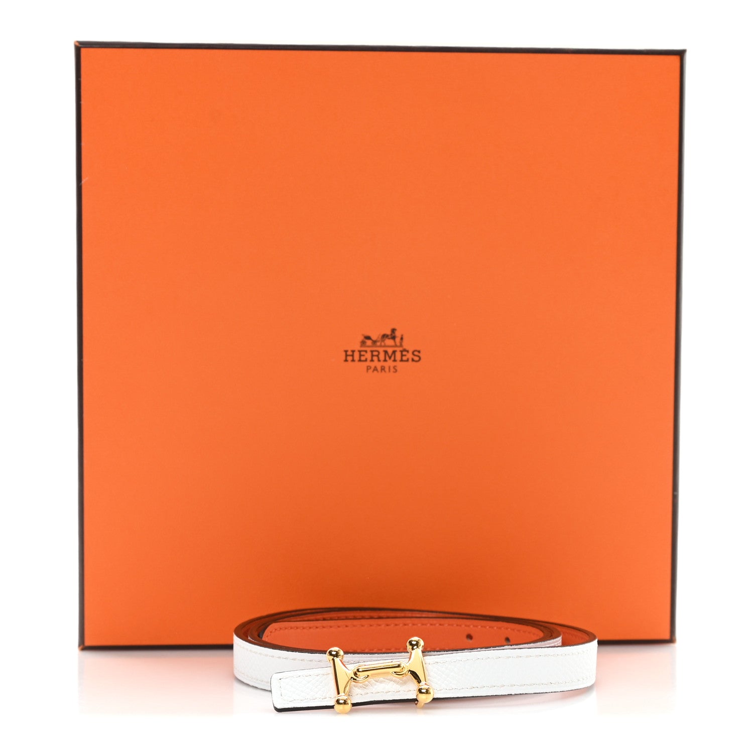 Hermes Epsom Swift 13mm Mors H Belt 75 30 White Orange 5 of 5