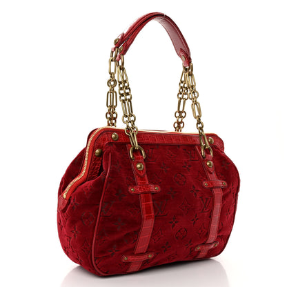Louis Vuitton Monogram Velours Alligator Gracie MM Rouge 3 of 10