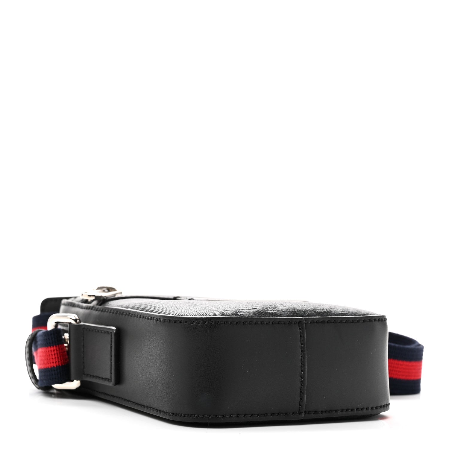 Gucci GG Supreme Monogram Appia Calfskin Web Small Camera Messenger Bag Black Grey 4 of 10