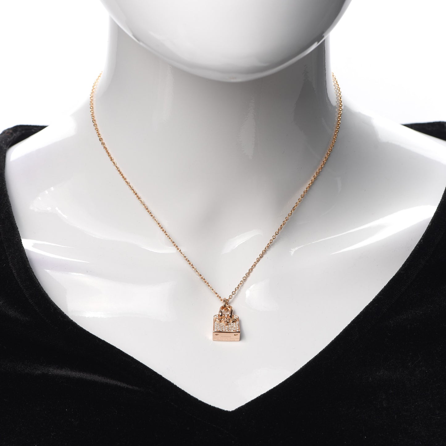 18K Rose Gold Diamond Birkin Amulette Pendant Necklace