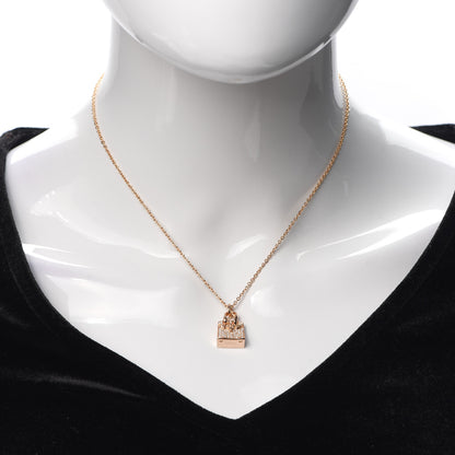 Hermes 18K Rose Gold Diamond Birkin Amulette Pendant Necklace 2 of 5