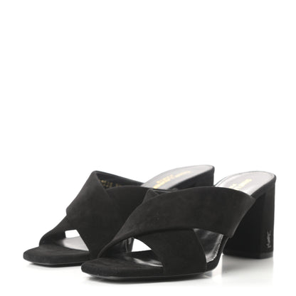 Saint Laurent Suede LouLou 70 Mule Sandals 39 Black 3 of 9