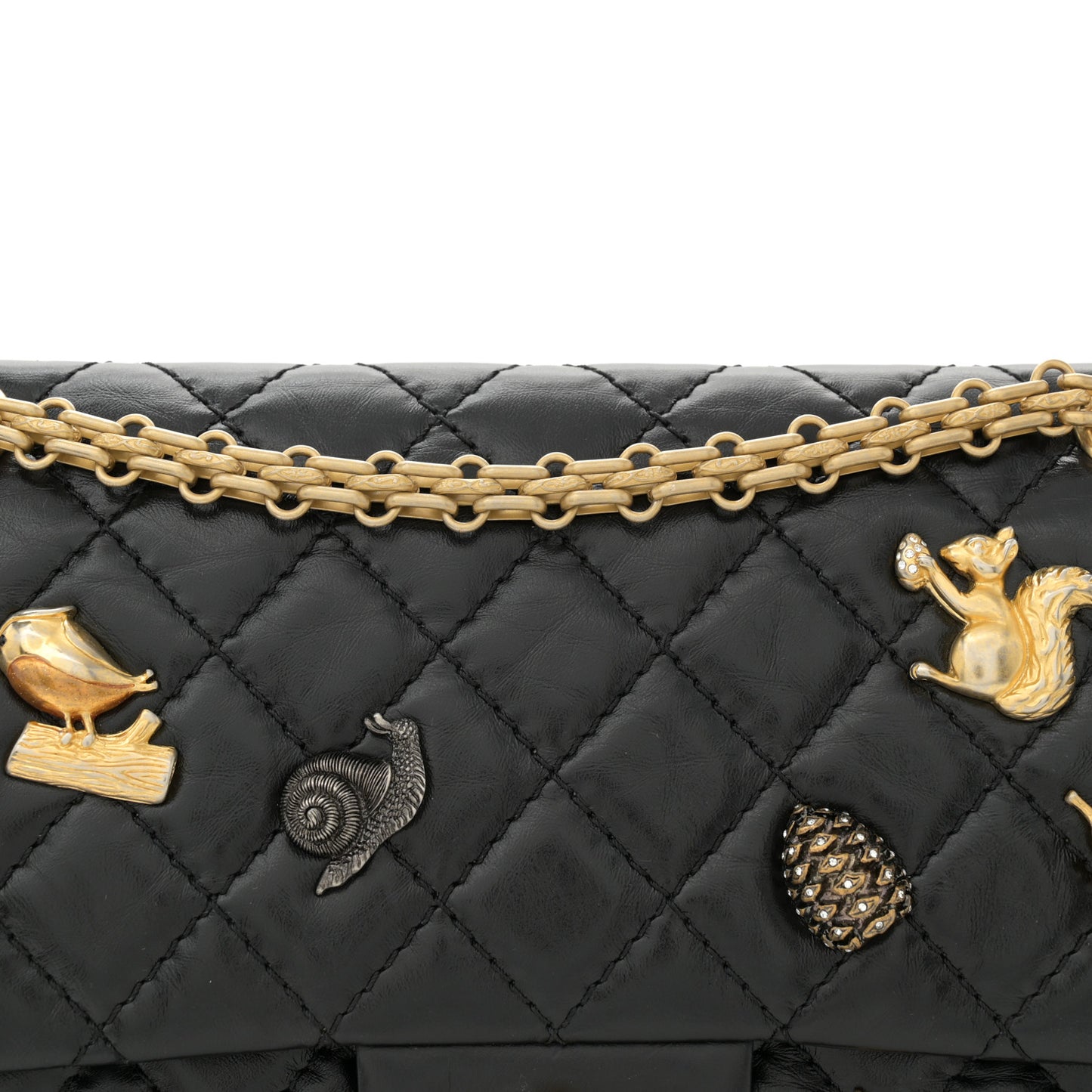 Aged Calfskin Lucky Charms 2.55 Reissue 225 Flap Black