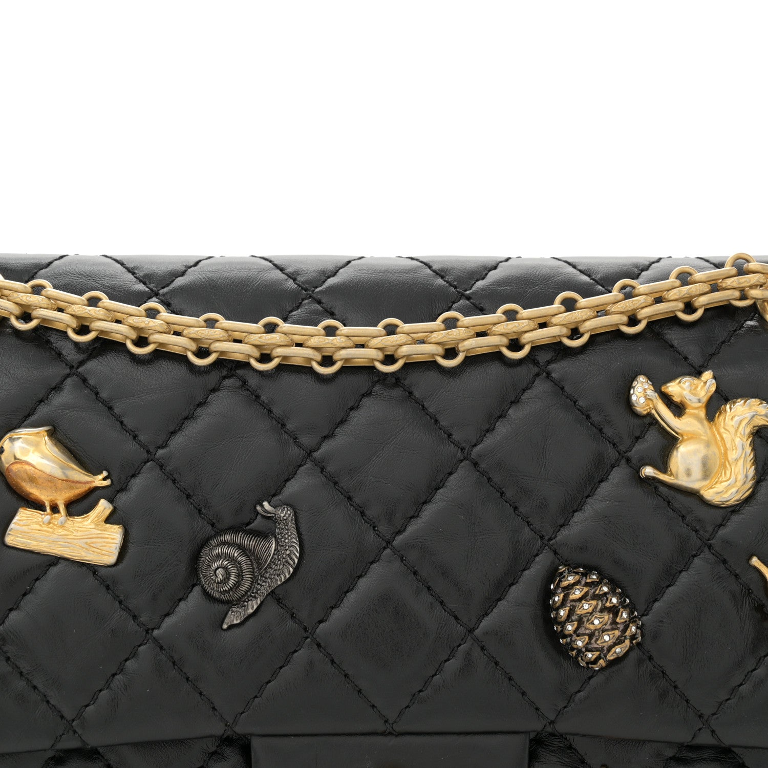 Chanel Aged Calfskin Lucky Charms 2.55 Reissue 225 Flap Black 8 of 11