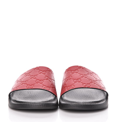 Gucci Guccissima Signature Womens Slide Sandals 39 Hibiscus Red 2 of 8