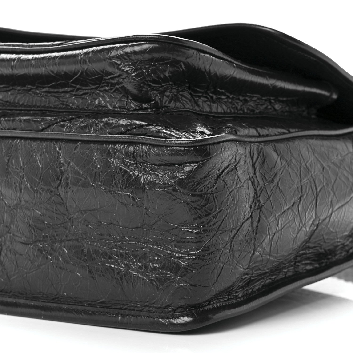 Saint Laurent Crinkled Calfskin Matelasse Monogram Large Niki Chain Satchel Deep Marine 9 of 11