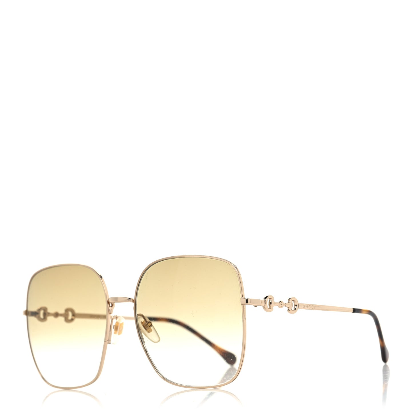 Metal Horsebit Square Frame Sunglasses GG0879S Gold