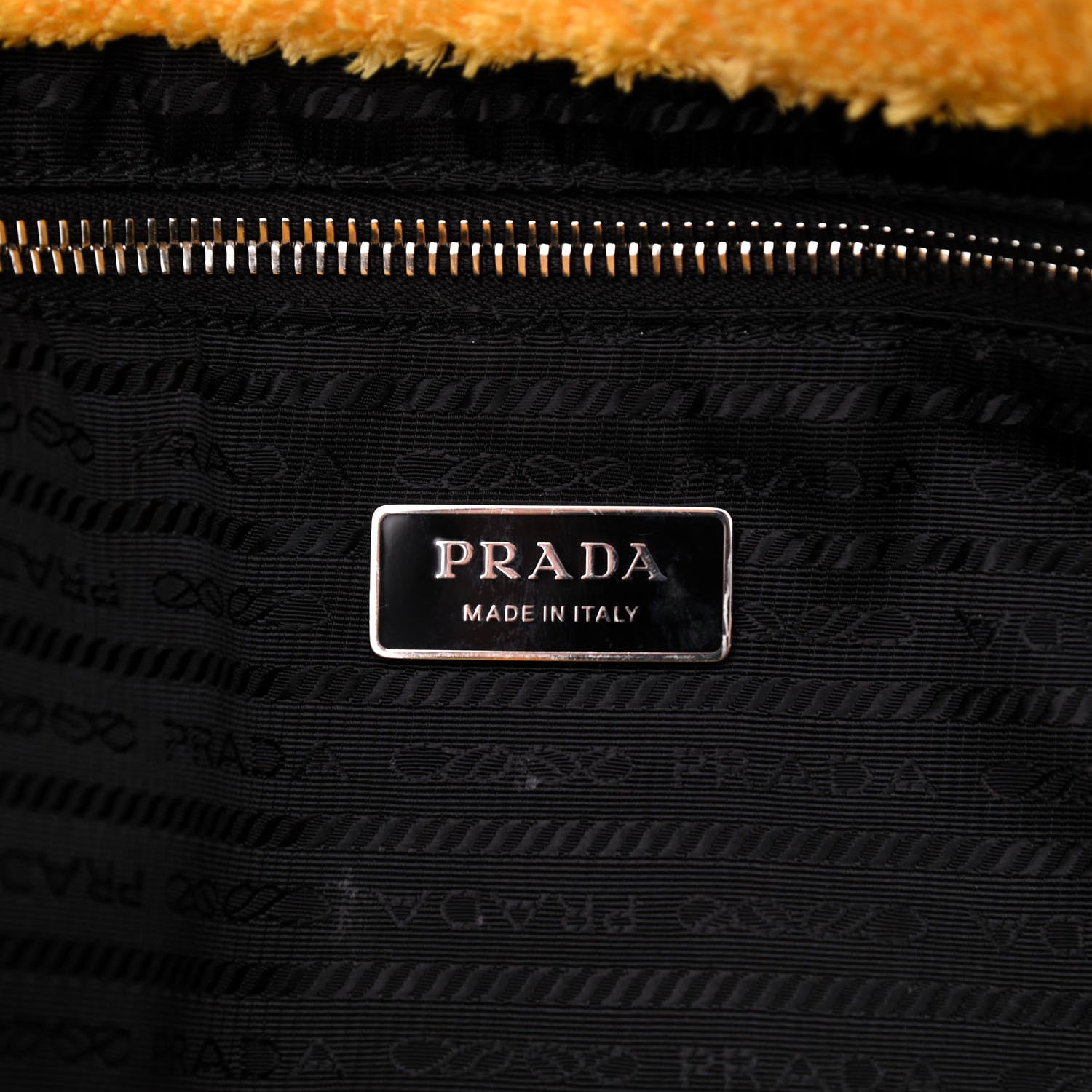 Prada Terry Cloth Tote Bag Giallo Black 6 of 10