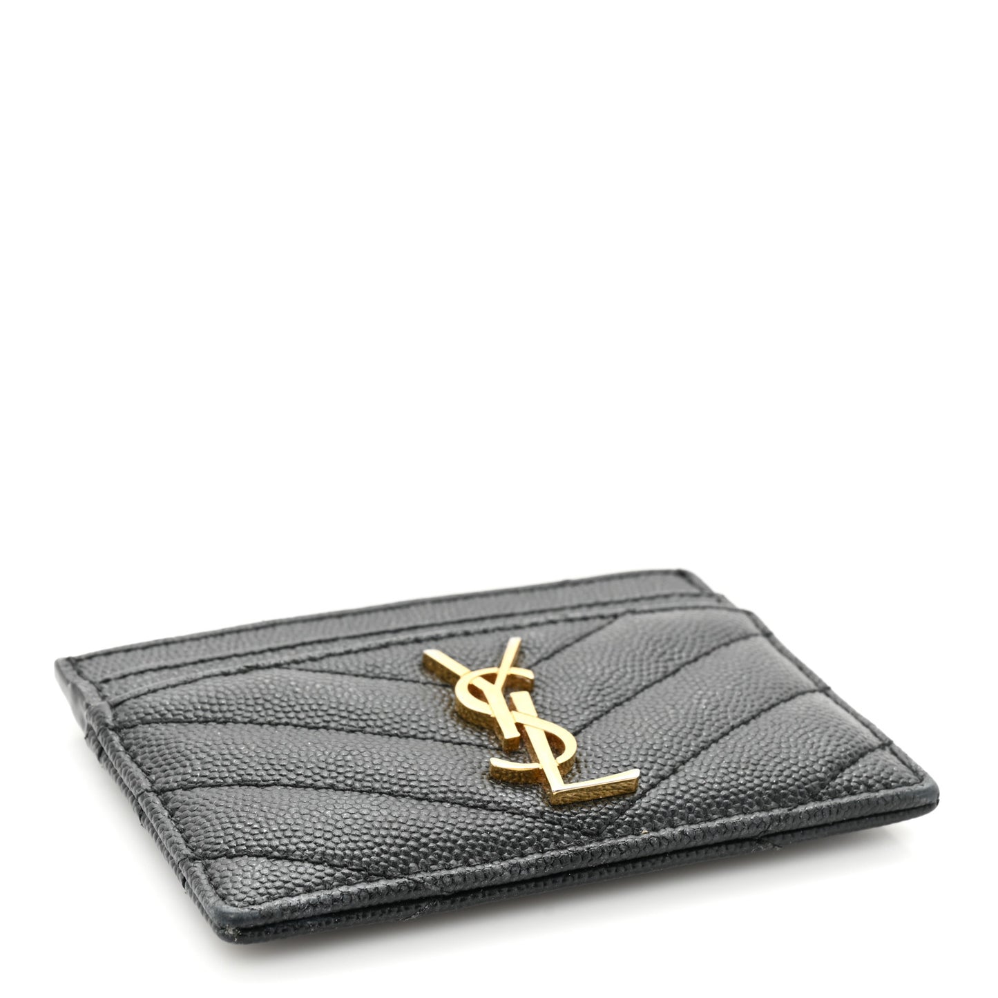 Grain De Poudre Matelasse Chevron Monogram Credit Card Case Black