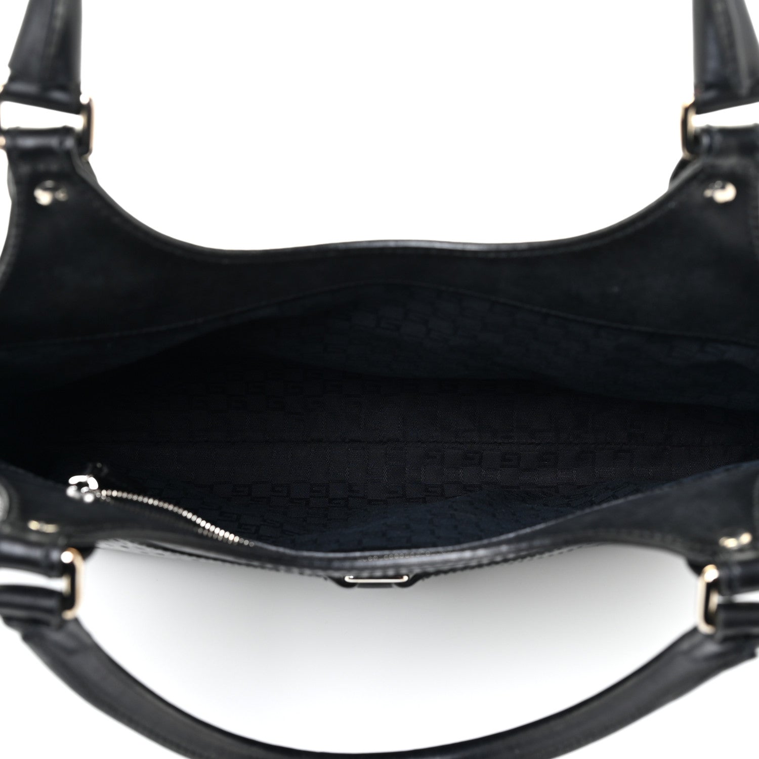 Gucci Calfskin Perforated GG Reins Hobo Black 5 of 18