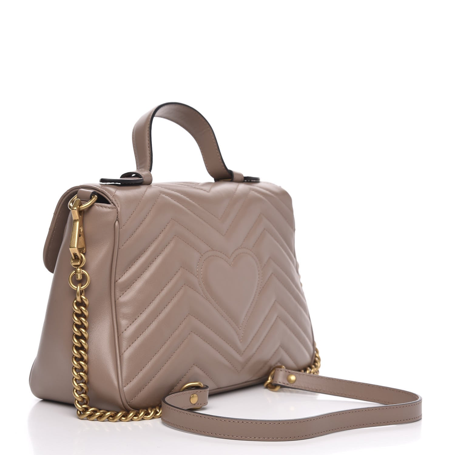 Gucci Calfskin Matelasse Small GG Marmont Top Handle Shoulder Bag Porcelain Rose 3 of 10