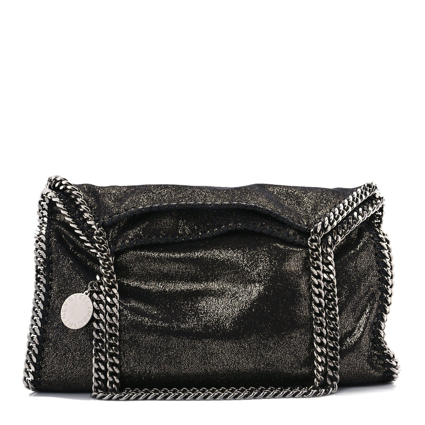 Metallic Shaggy Deer Falabella Fold Over Tote Black