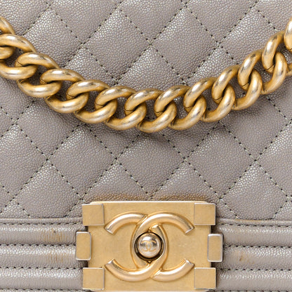 Chanel Caviar Quilted Medium Boy Flap Grey 8 of 12