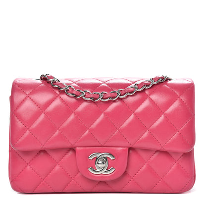 Chanel Lambskin Quilted Mini Rectangular Flap Dark Pink 1 of 14