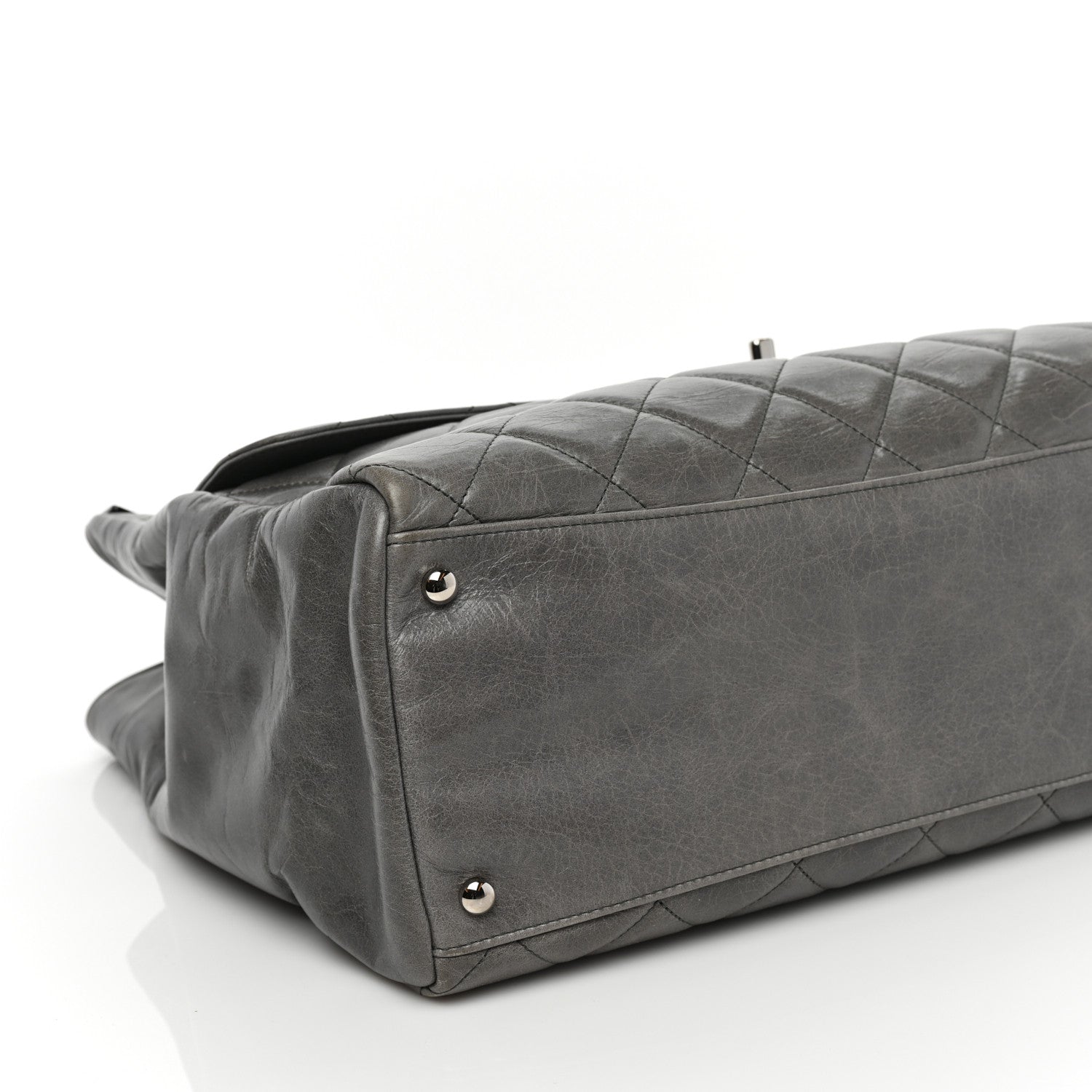 Chanel Glazed Calfskin Quilted Large CC Delivery Tote Grey 8 of 11