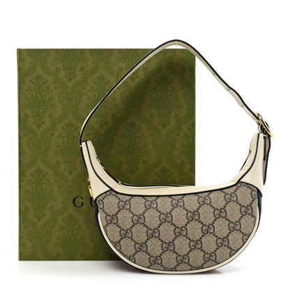 Gucci GG Supreme Monogram Textured Dollar Calfskin Web Mini Ophidia Half Moon Hobo Beige Ebony Mystic White 10 of 10