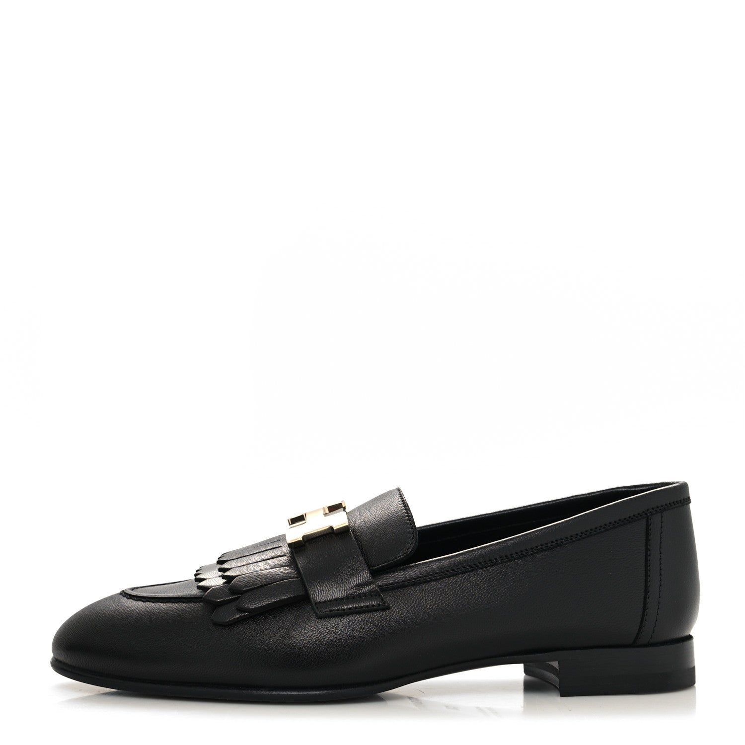 Hermes Goatskin Womens Royal Loafers 36 Black 1 of 8