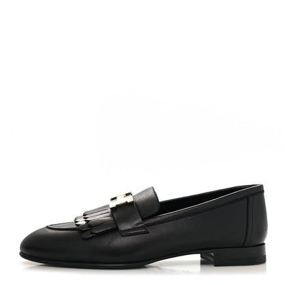 Hermes Goatskin Womens Royal Loafers 36 Black 1 of 8