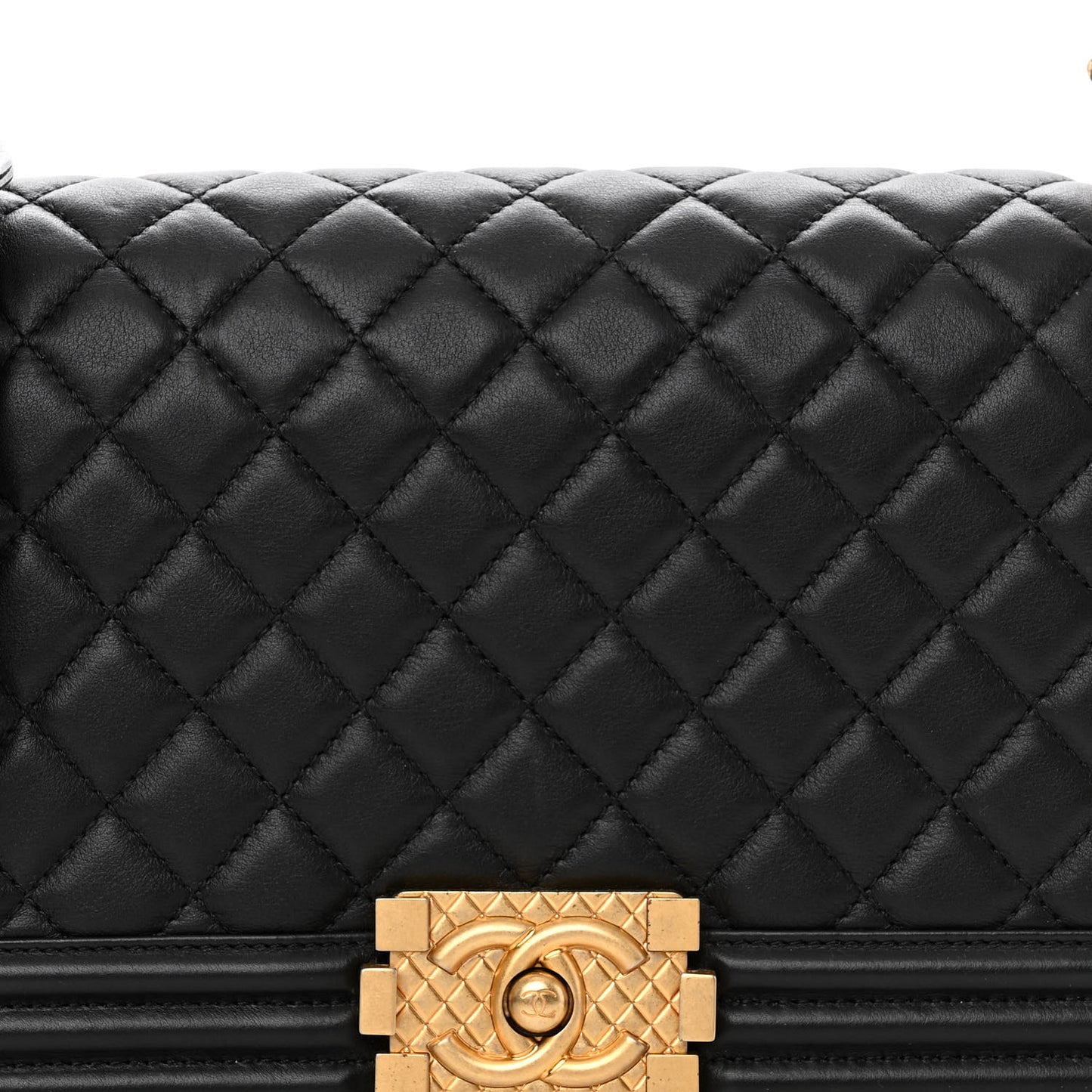 Calfskin Medium Boy Logo Top Handle Flap Black