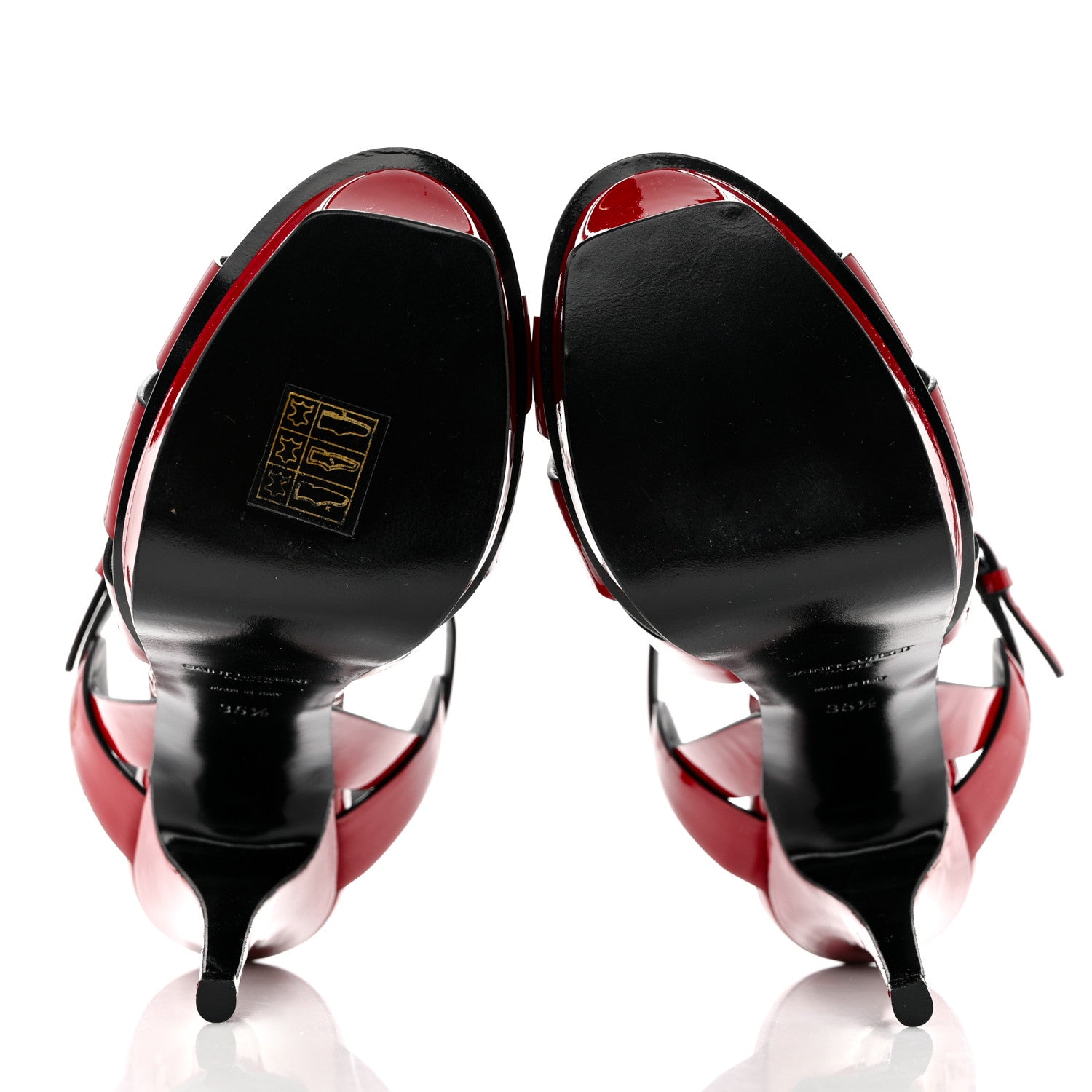 Saint Laurent Patent Calfskin Tribute 105 Platform Sandals 35.5 Hot Red 5 of 8
