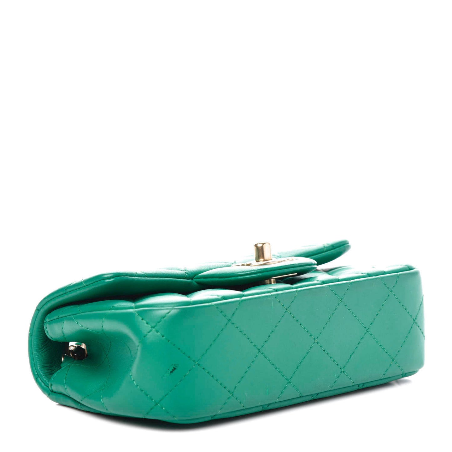 Lambskin Quilted Extra Mini Rectangular Flap Green