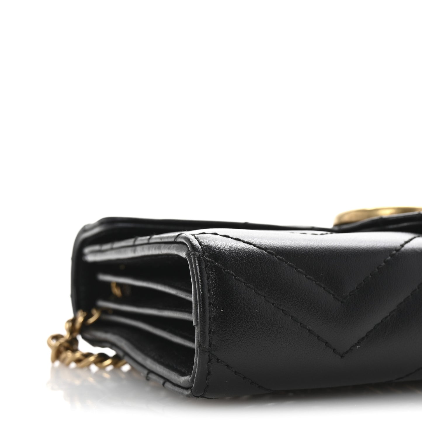 Calfskin Matelasse GG Marmont Chain Wallet Black