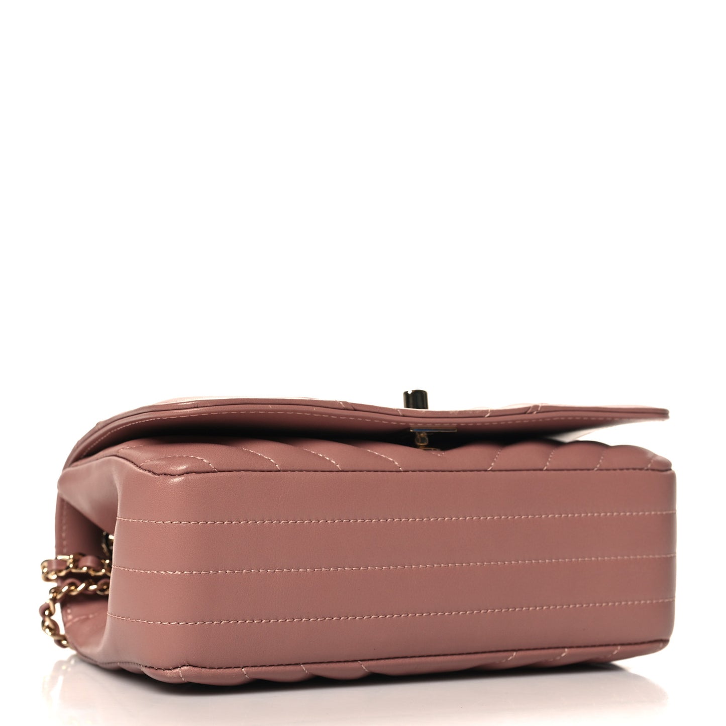Calfskin Chevron Quilted Mini Statement Flap Pink