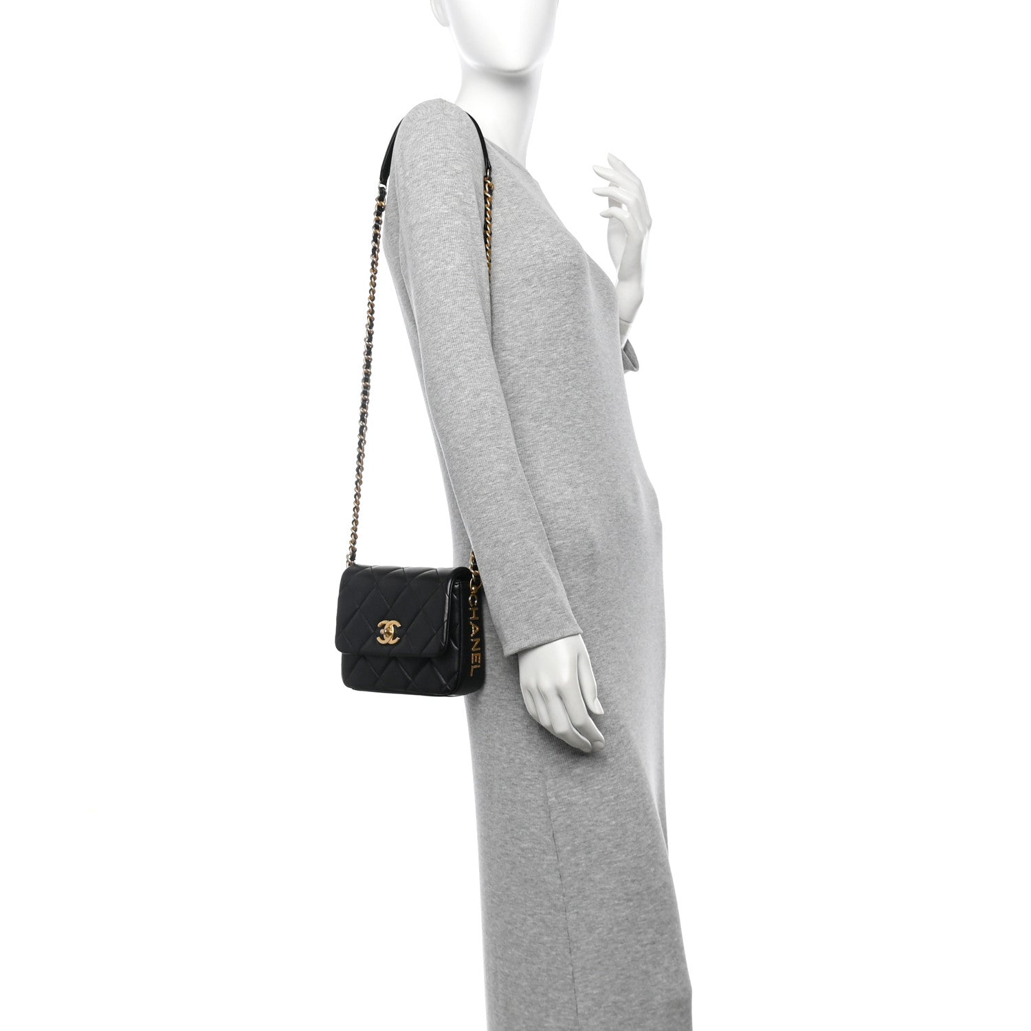Chanel Lambskin Quilted Mini Side Note Flap Black 2 of 11