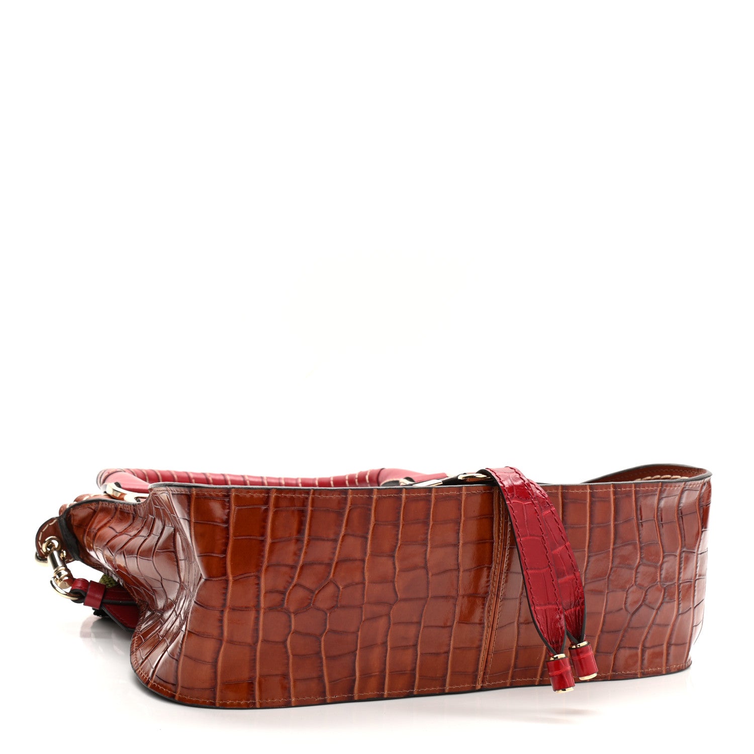 Chloe Calfskin Crocodile Embossed Medium Marcie Satchel Sepia 4 of 11