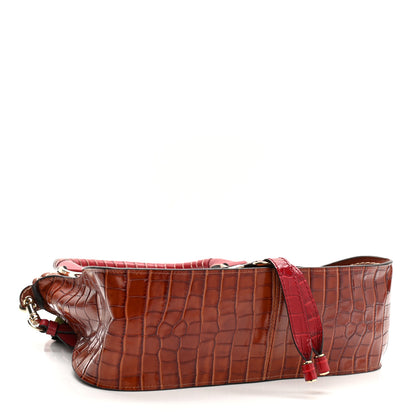 Chloe Calfskin Crocodile Embossed Medium Marcie Satchel Sepia 4 of 11