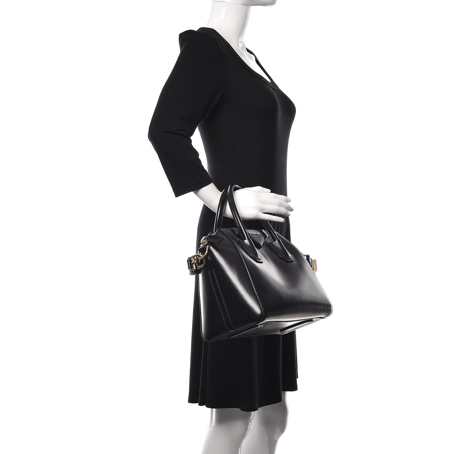 Shiny Lord Calfskin Small Antigona Black