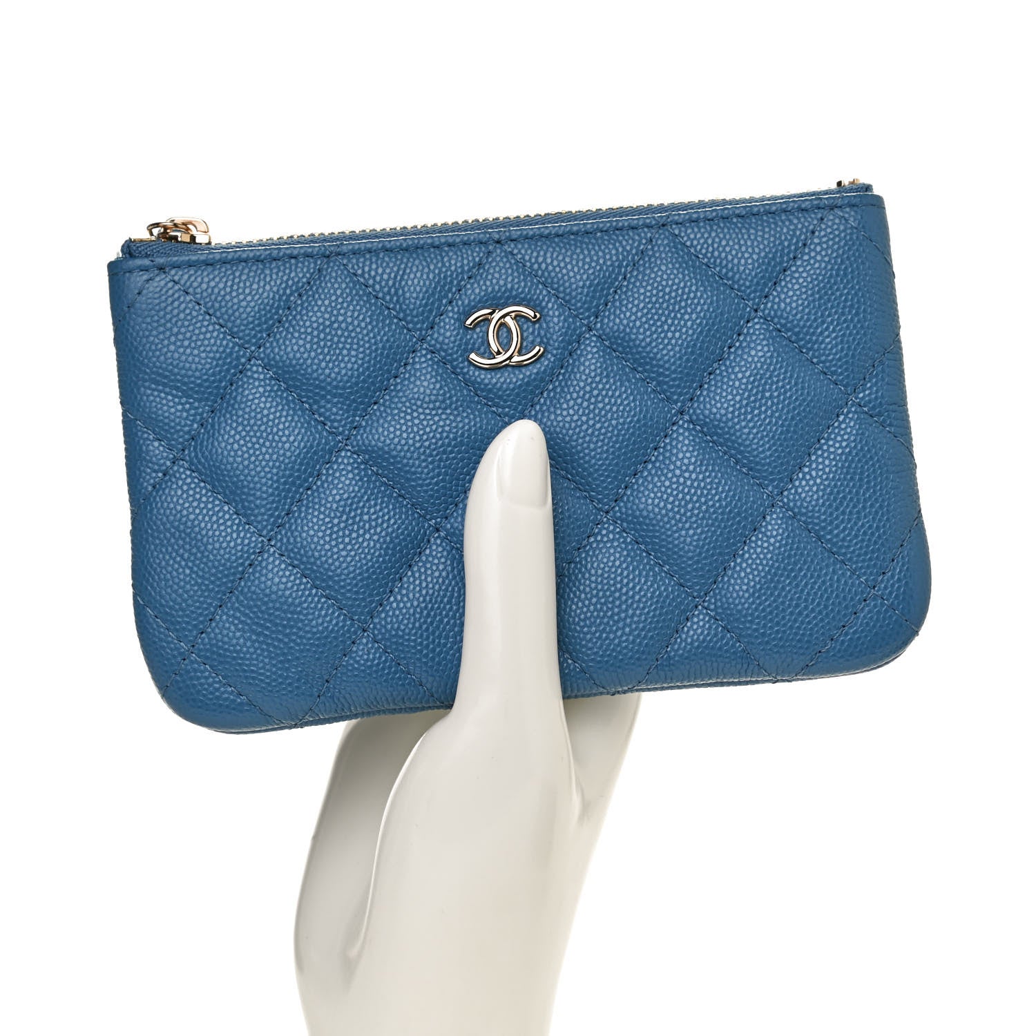 Chanel Caviar Quilted Small Cosmetic Case Blue 2 of 9