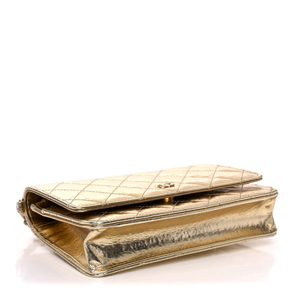 Chanel Hammered Metallic Calfskin Quilted Wallet On Chain WOC Gold 4 of 12