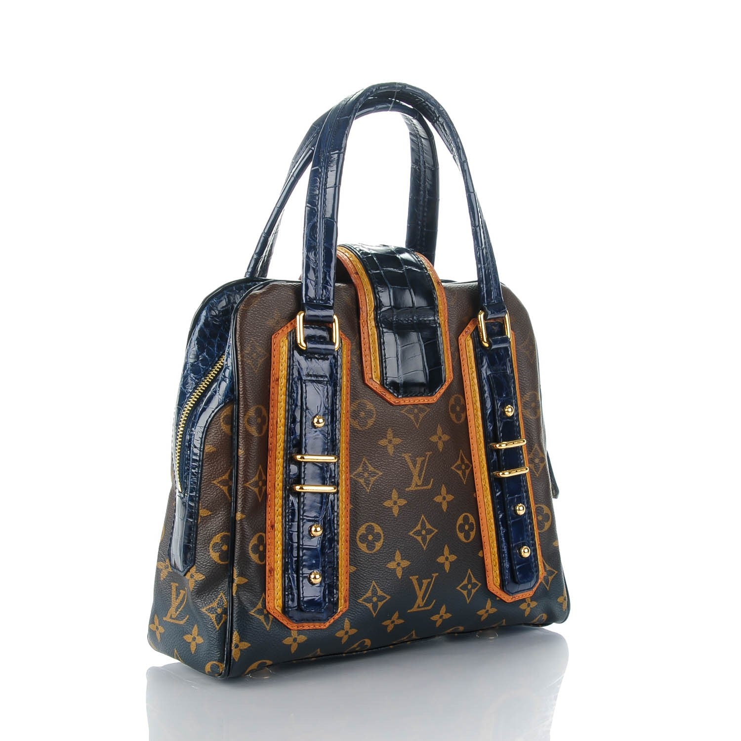 Louis Vuitton Crocodile Ostrich Ayers Monogram Mirage Delft Navy 3 of 7