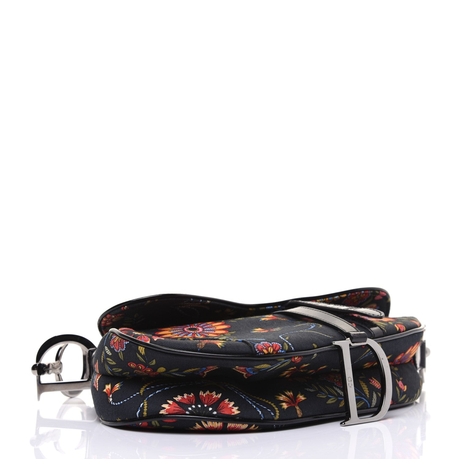 Christian Dior Canvas Floral Saddle Bag Black 4 of 16