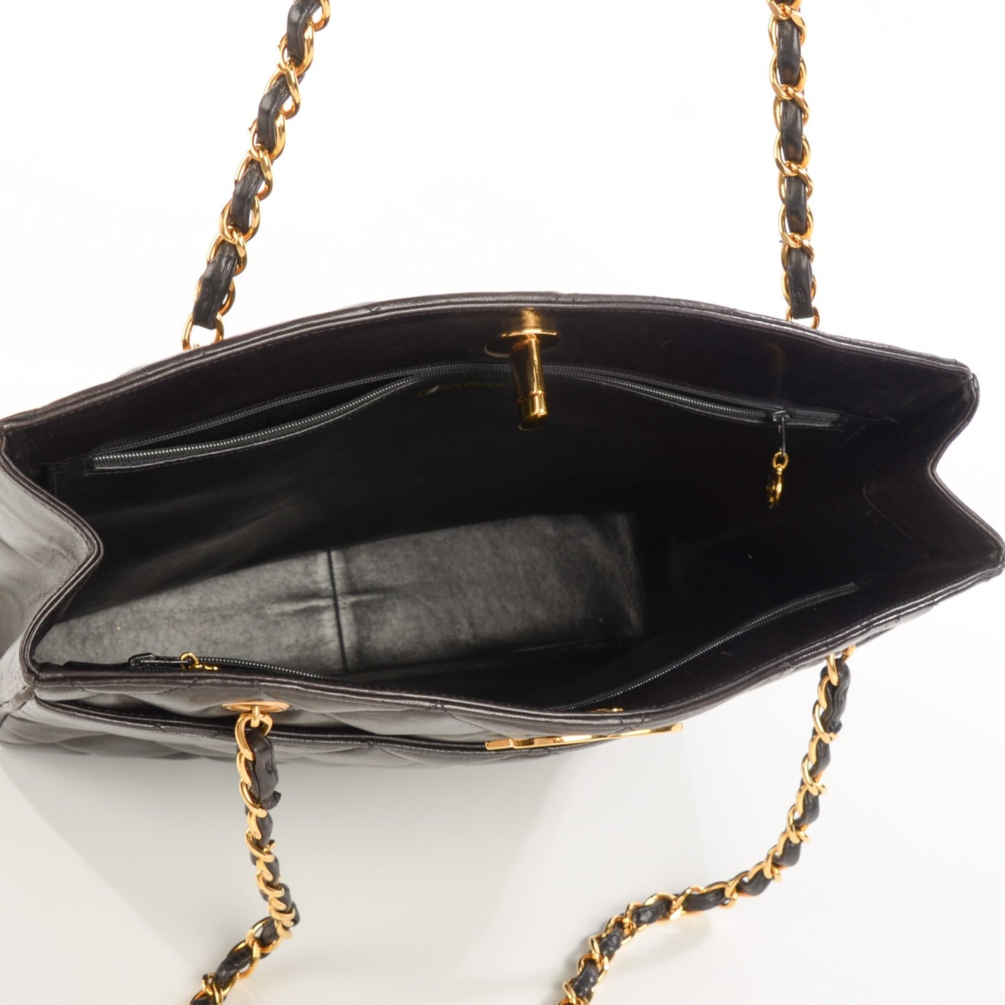 Lambskin Quilted CC Shoulder Bag Black