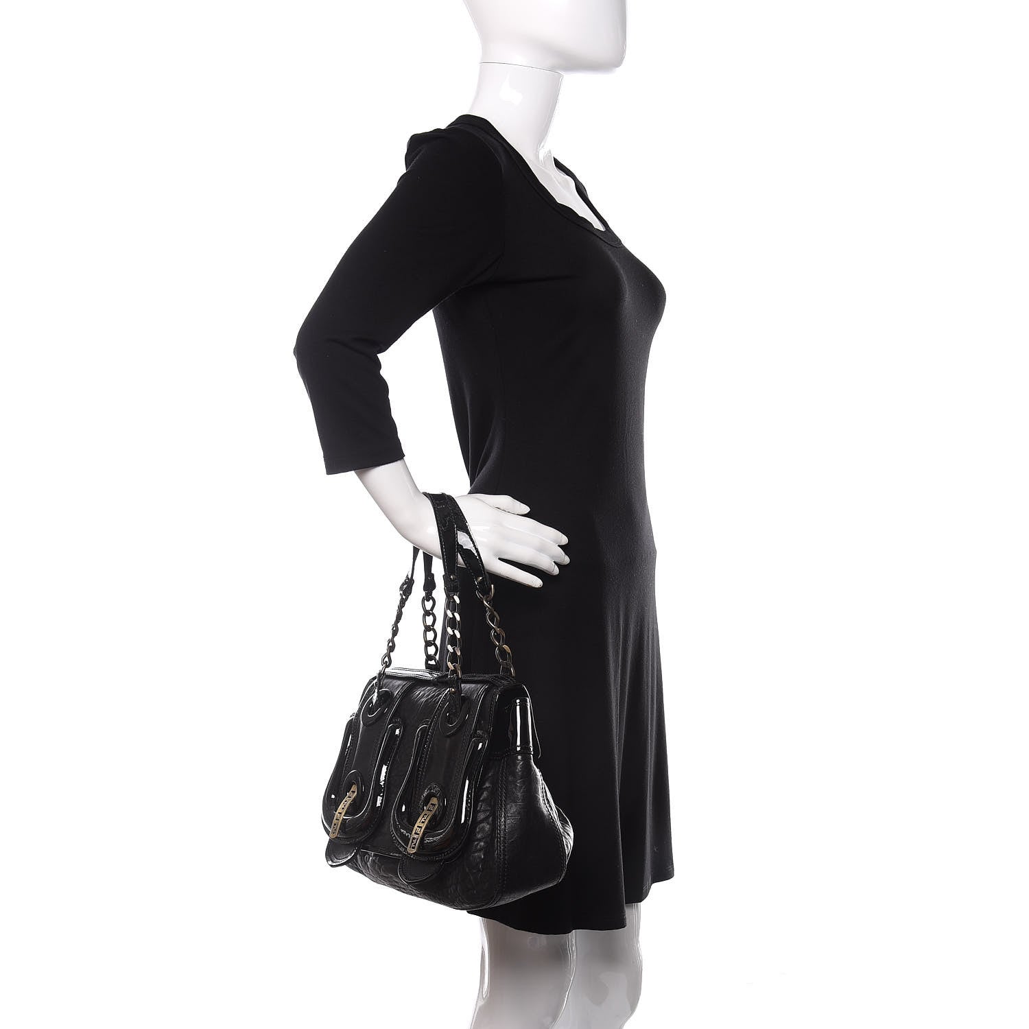 Fendi Nappa Patent B Bag Black 2 of 9