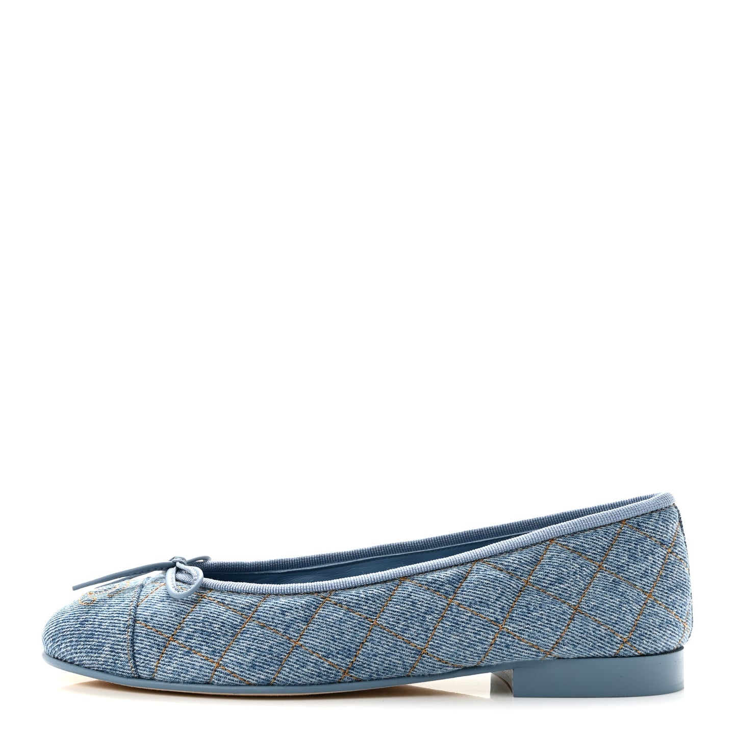 Denim Quilted CC Cap Toe Ballerina Flats 36.5 Light Blue