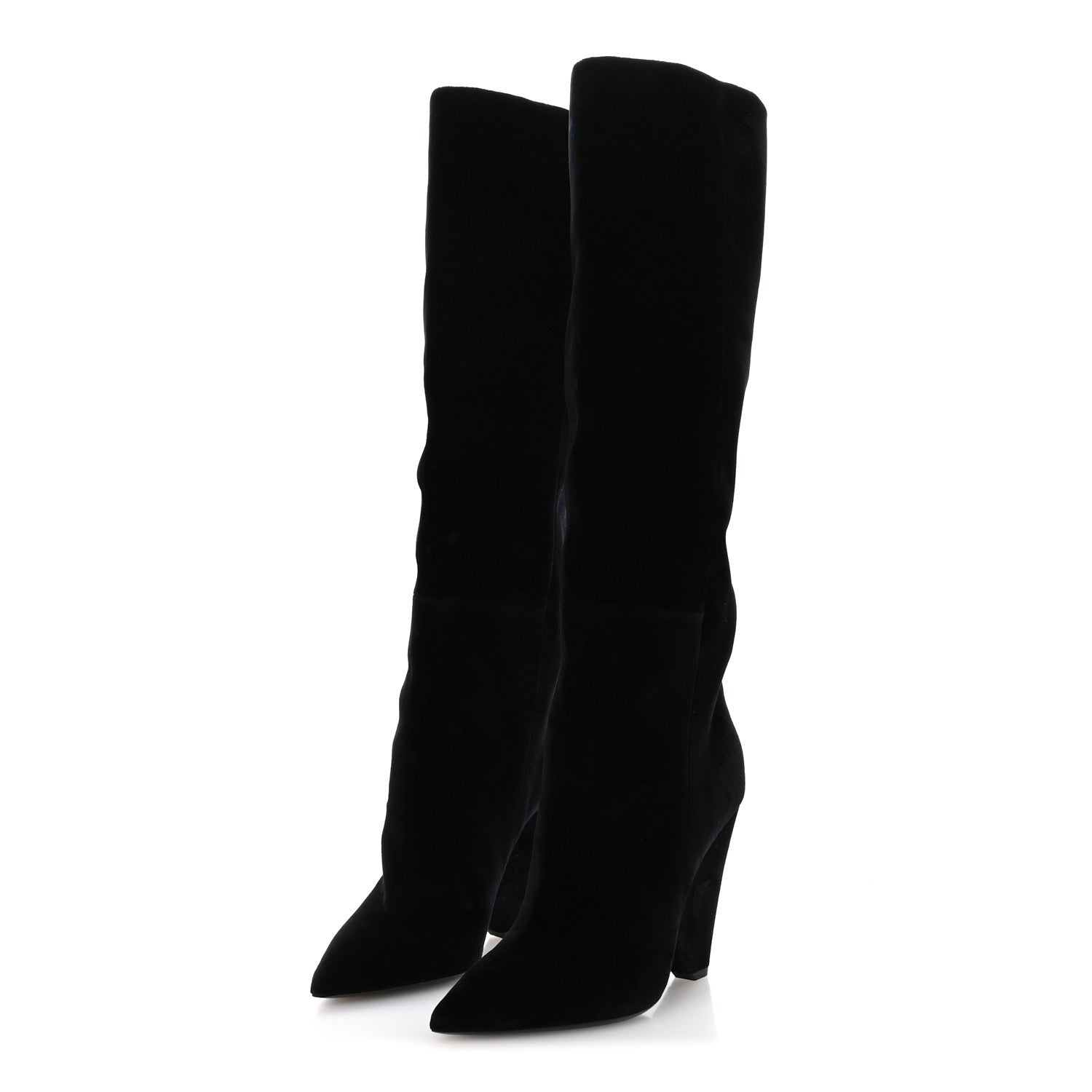 Saint Laurent Velvet Niki 105 Thigh High Boots 37.5 Black 4 of 8