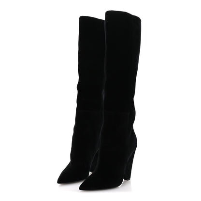Saint Laurent Velvet Niki 105 Thigh High Boots 37.5 Black 4 of 8
