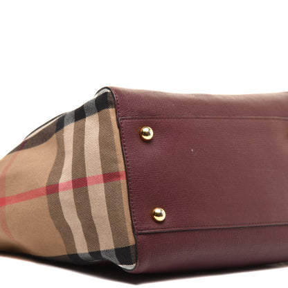 Burberry Grainy Calfskin House Check Small Canterbury Tote Mahogany Red 7 of 8