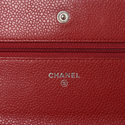 Chanel Caviar Quilted Wallet On Chain WOC Red 6 of 11