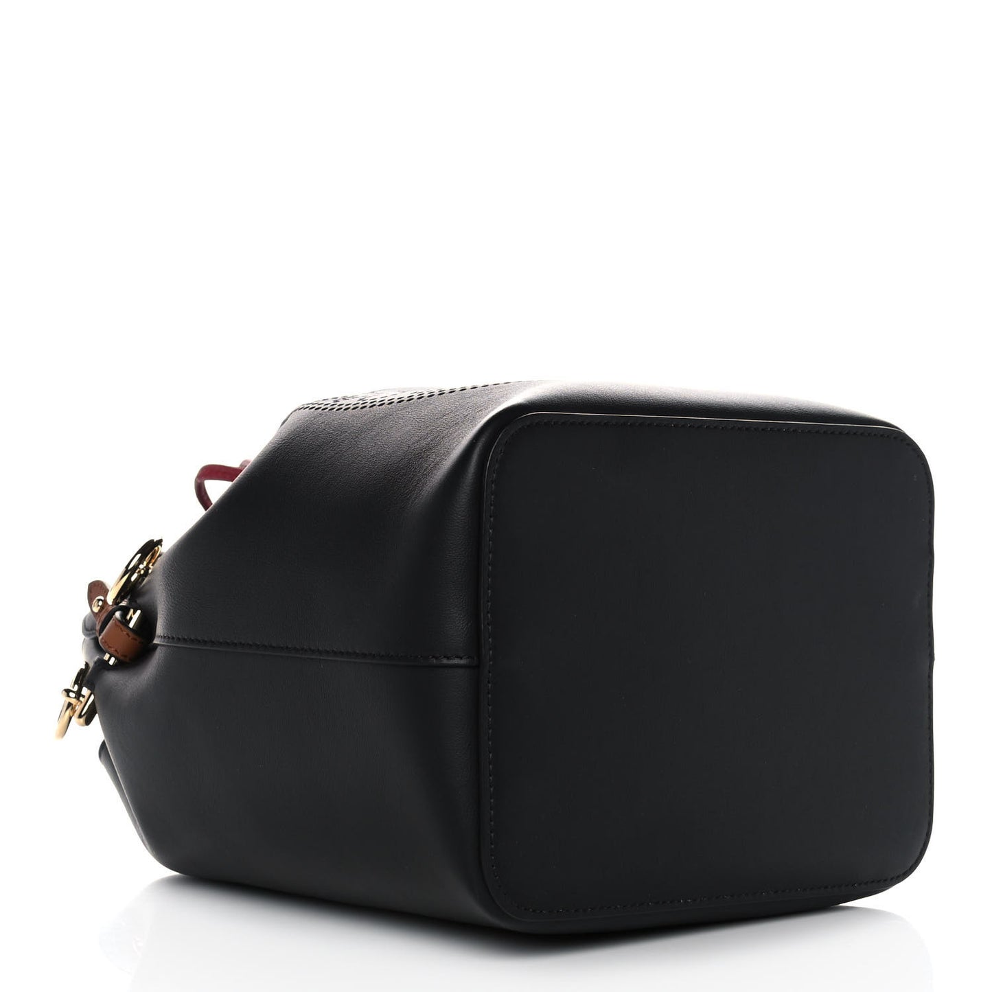Vitello Grace F is Fendi Stamp Patch Perforated Small Mon Tresor Bucket Bag Black