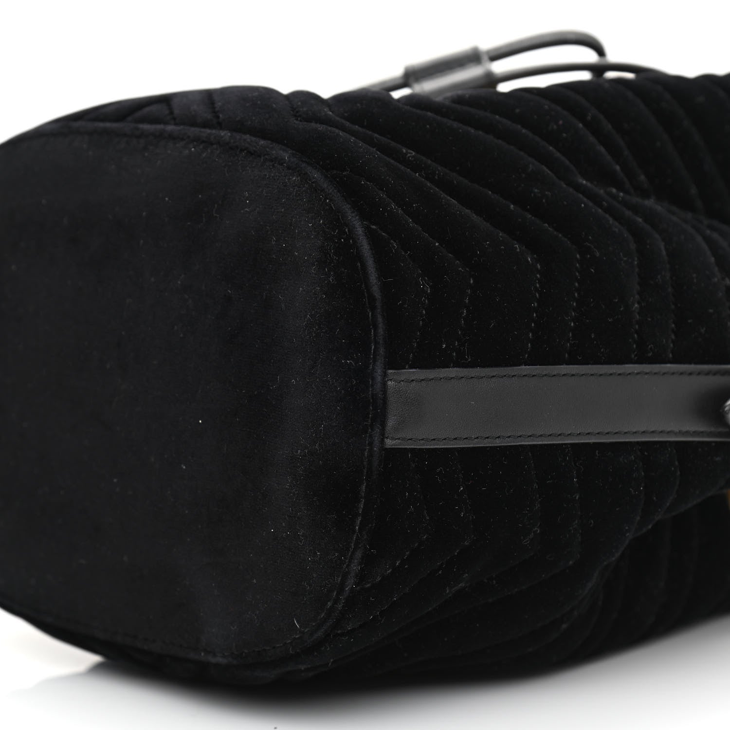Gucci Velvet Matelasse GG Marmont Bucket Bag Black 10 of 10