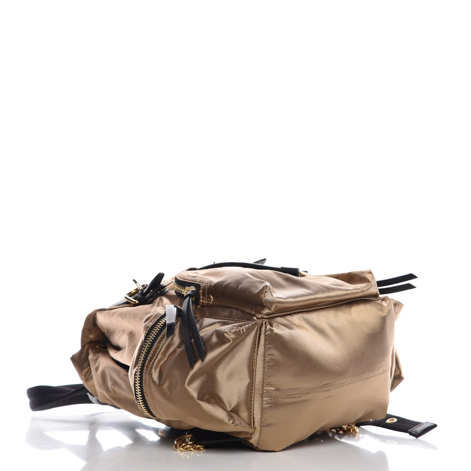 Burberry Metallic Satin Nylon Medium Rucksack Backpack Gold 4 of 7