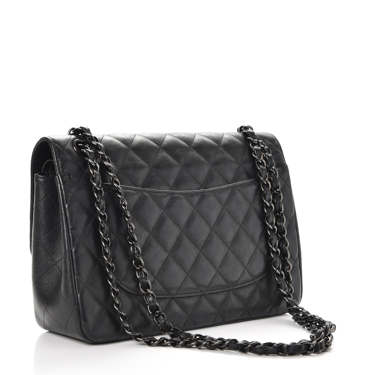 Chanel Crumpled Calfskin Quilted Jumbo Double Flap So Black 4 of 11