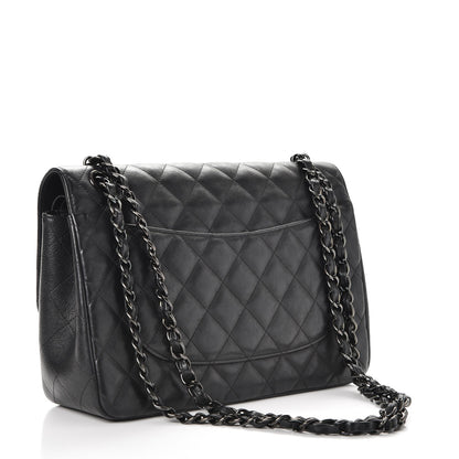 Chanel Crumpled Calfskin Quilted Jumbo Double Flap So Black 4 of 11