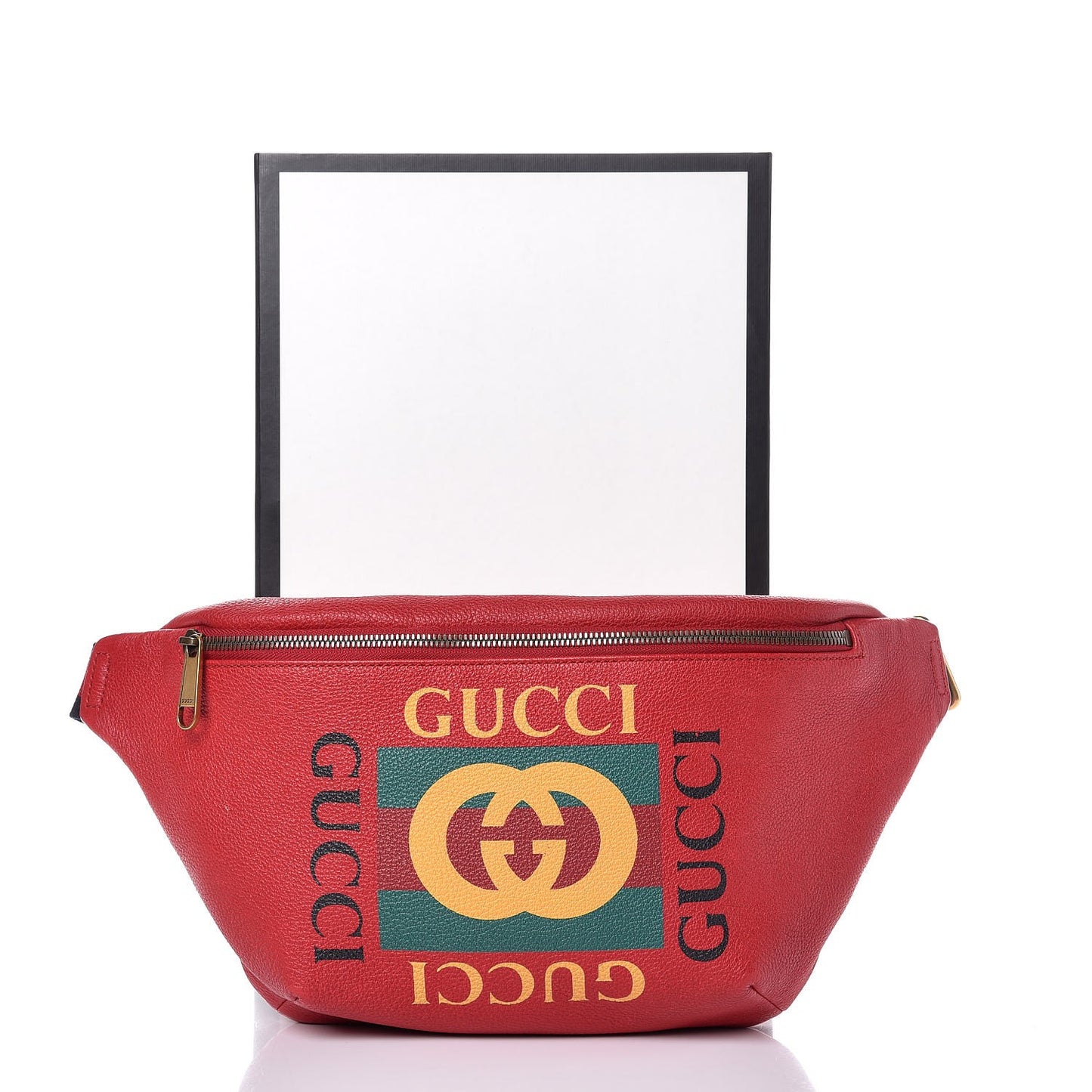 Grained Calfskin Logo Belt Bag Hibiscus Red