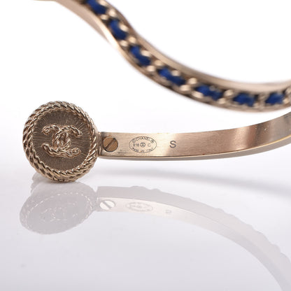 Chanel Lambskin Chain Pearl CC Cuff Navy Gold 4 of 4